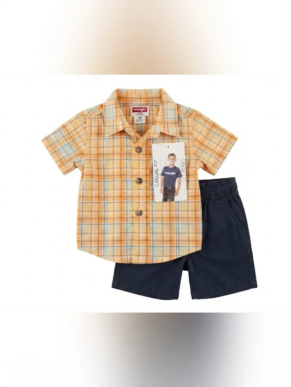 🧸3/$15🧸 NWT Wrangler Baby Boy Outfit Size 9M Plaid Short Sleeve Shirt & Shorts